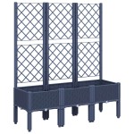 vidaXL Jardinieră de grădină cu spalier, albastru gri, 120x40x142 cm, PP