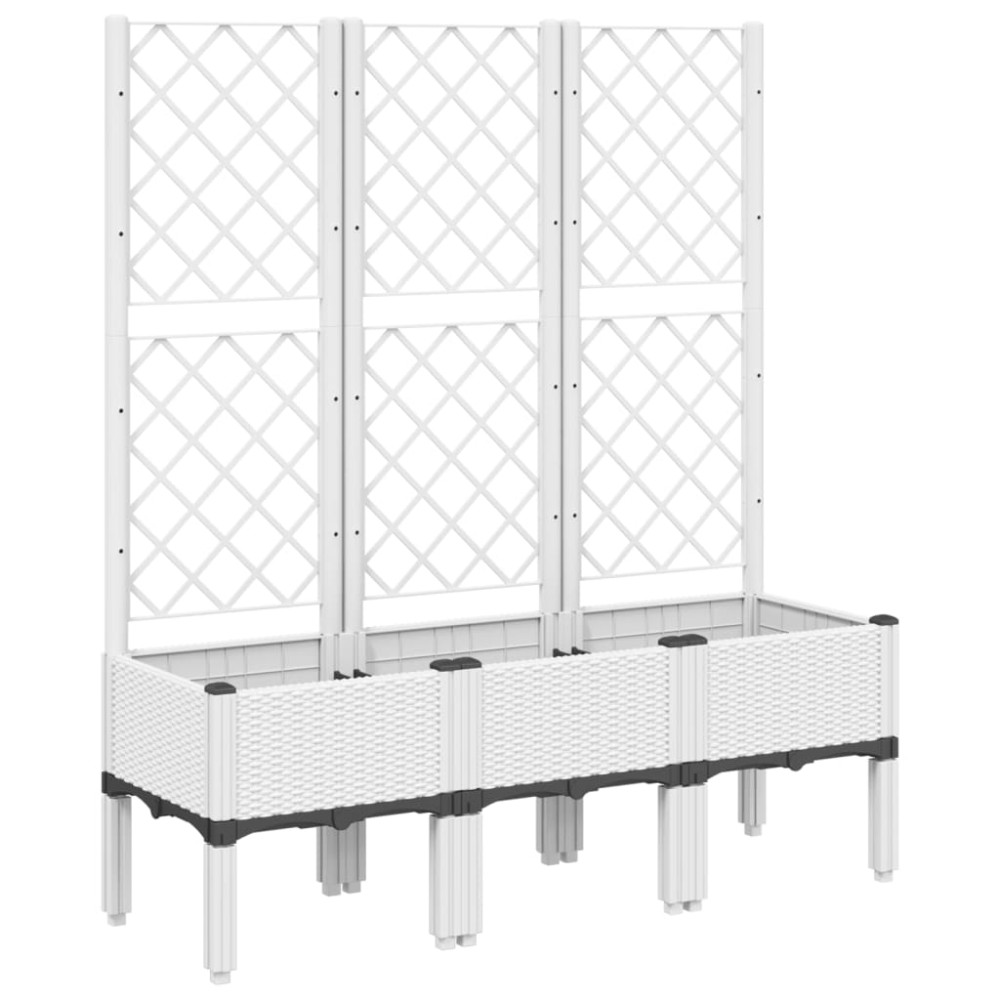 vidaXL Jardinieră de grădină cu spalier, alb, 120x40x142 cm PP