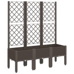 vidaXL Jardinieră de grădină cu spalier, maro, 120x40x142 cm, PP