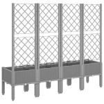 vidaXL Jardinieră de grădină cu spalier gri deschis 160x40x142 cm PP