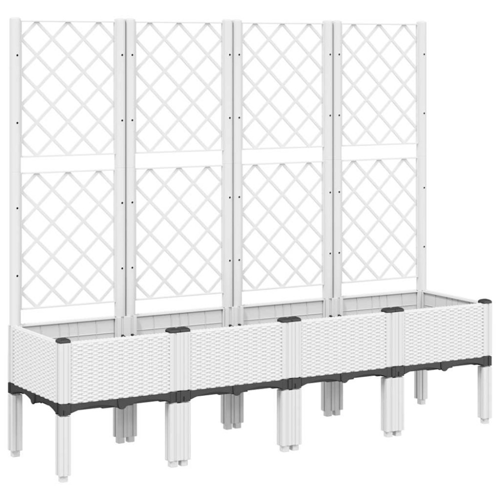 vidaXL Jardinieră de grădină cu spalier, alb, 160x40x142 cm, PP