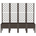 vidaXL Jardinieră de grădină cu spalier, maro, 160x40x142 cm, PP