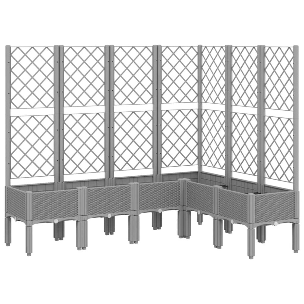 vidaXL Jardinieră de grădină cu spalier gri deschis 160x120x142 cm PP