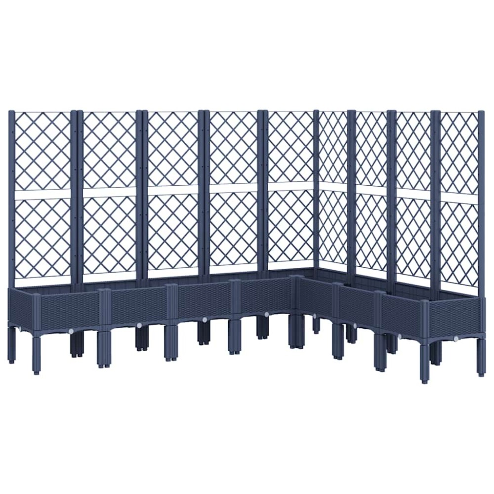 vidaXL Jardinieră de grădină cu spalier, albastru gri, 200x160x142 cm, PP