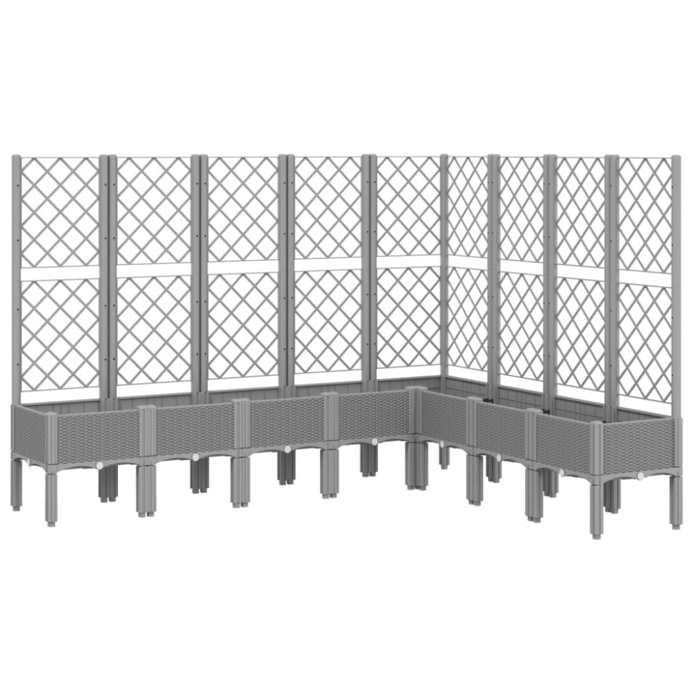 vidaXL Jardinieră de grădină cu spalier gri deschis 200x160x142 cm PP