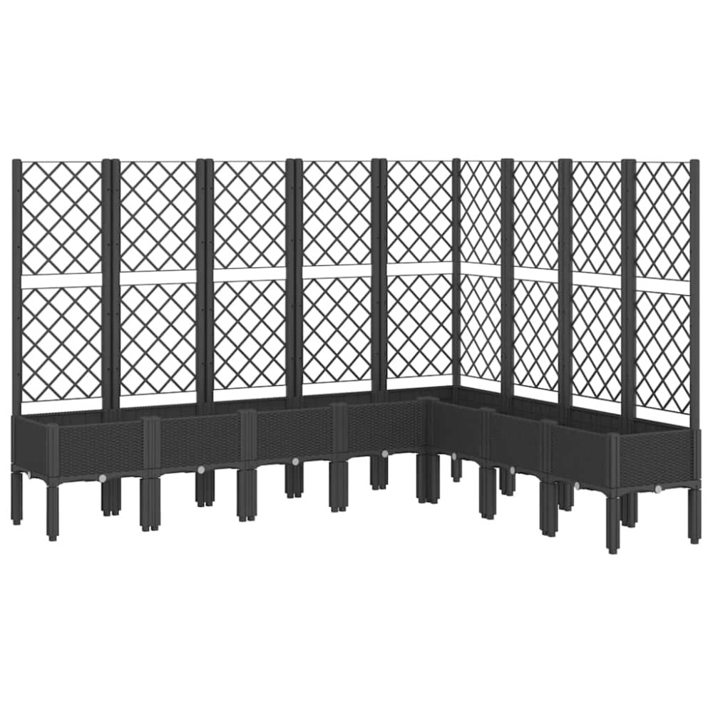 vidaXL Jardinieră de grădină cu spalier, negru, 200x160x142 cm, PP