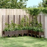 vidaXL Jardinieră de grădină cu spalier, maro, 200x160x142 cm, PP