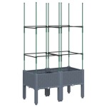 vidaXL Jardinieră de grădină cu spalier, albastru gri, 80x40x142,5 cm, PP