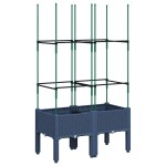 vidaXL Jardinieră de grădină cu spalier, albastru gri, 80x40x142,5 cm, PP