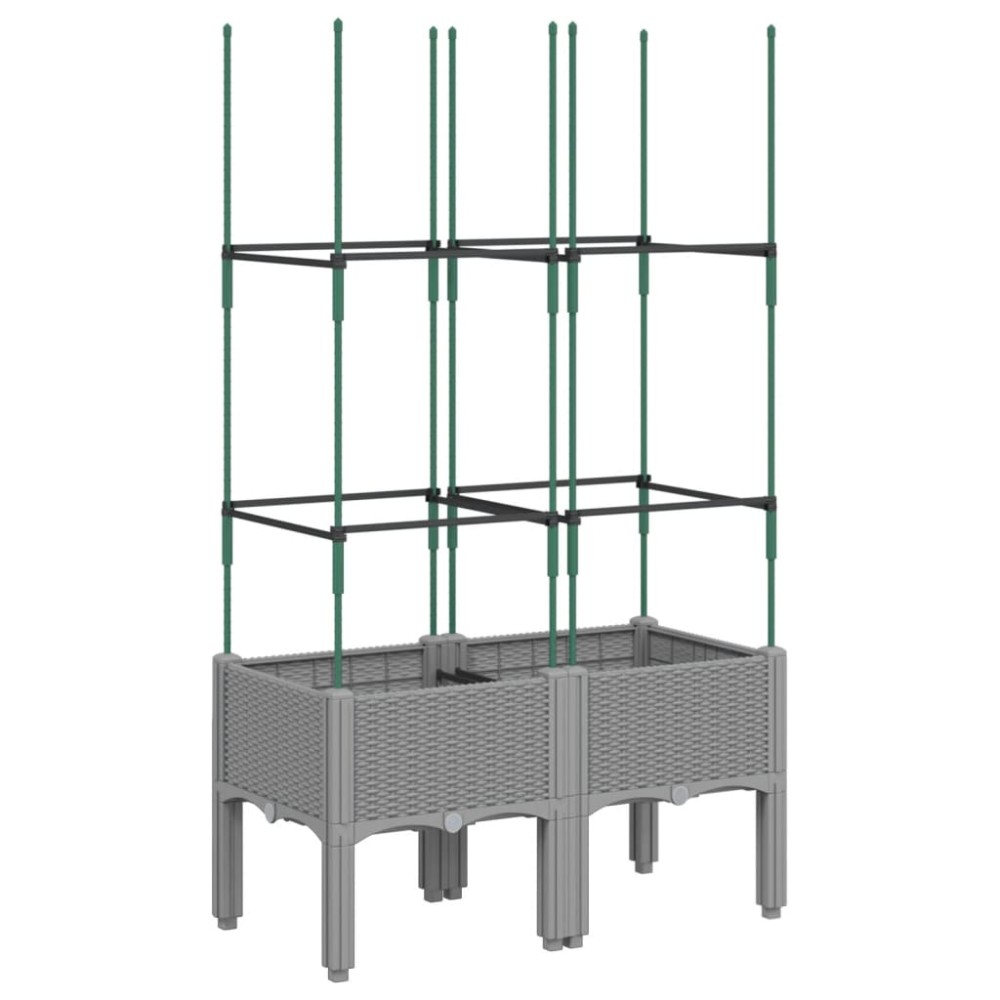vidaXL Jardinieră de grădină cu spalier, gri deschis 80x40x142,5 cm PP