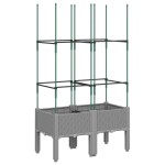 vidaXL Jardinieră de grădină cu spalier, gri deschis 80x40x142,5 cm PP