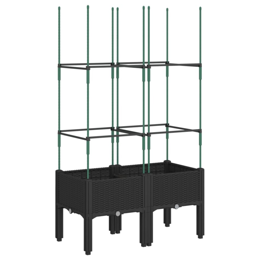vidaXL Jardinieră de grădină cu spalier, negru, 80x40x142,5 cm, PP
