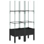 vidaXL Jardinieră de grădină cu spalier, negru, 80x40x142,5 cm, PP