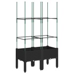 vidaXL Jardinieră de grădină cu spalier, negru, 80x40x142,5 cm, PP