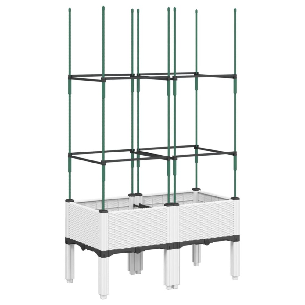 vidaXL Jardinieră de grădină cu spalier, alb, 80x40x142,5 cm, PP