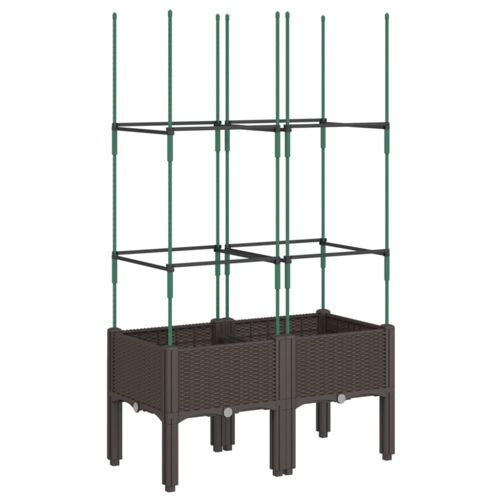 vidaXL Jardinieră de grădină cu spalier, maro, 80x40x142,5 cm, PP