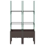 vidaXL Jardinieră de grădină cu spalier, maro, 80x40x142,5 cm, PP