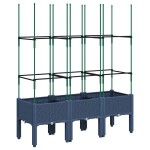 vidaXL Jardinieră de grădină cu spalier, albastru gri, 120x40x142,5 cm, PP