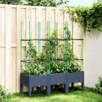 vidaXL Jardinieră de grădină cu spalier, albastru gri, 120x40x142,5 cm, PP