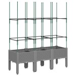 vidaXL Jardinieră de grădină cu spalier gri deschis 120x40x142,5 cm PP vidaXL Jardinieră de grădină cu spalier gri deschis 120x40x142,5 cm PP