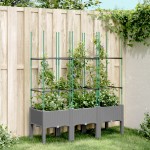 vidaXL Jardinieră de grădină cu spalier gri deschis 120x40x142,5 cm PP vidaXL Jardinieră de grădină cu spalier gri deschis 120x40x142,5 cm PP