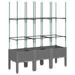 vidaXL Jardinieră de grădină cu spalier gri deschis 120x40x142,5 cm PP vidaXL Jardinieră de grădină cu spalier gri deschis 120x40x142,5 cm PP