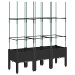 vidaXL Jardinieră de grădină cu spalier, negru, 120x40x142,5 cm, PP