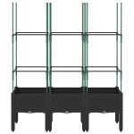 vidaXL Jardinieră de grădină cu spalier, negru, 120x40x142,5 cm, PP