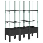 vidaXL Jardinieră de grădină cu spalier, negru, 120x40x142,5 cm, PP
