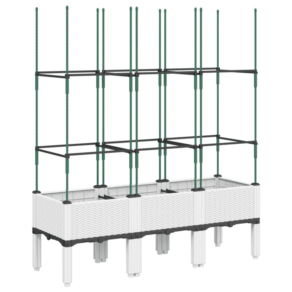 vidaXL Jardinieră de grădină cu spalier, alb, 120x40x142,5 cm PP