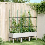 vidaXL Jardinieră de grădină cu spalier, alb, 120x40x142,5 cm PP vidaXL Jardinieră de grădină cu spalier, alb, 120x40x142,5 cm PP