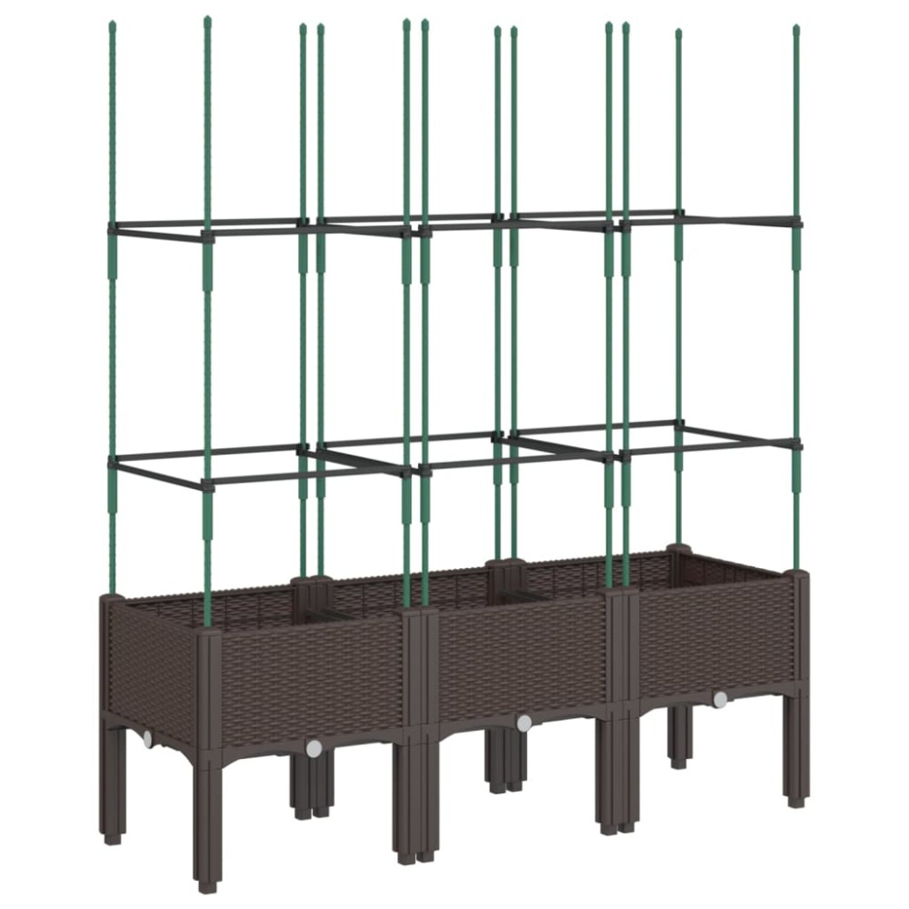 vidaXL Jardinieră de grădină cu spalier, maro, 120x40x142,5 cm, PP
