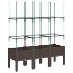 vidaXL Jardinieră de grădină cu spalier, maro, 120x40x142,5 cm, PP