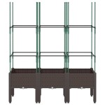 vidaXL Jardinieră de grădină cu spalier, maro, 120x40x142,5 cm, PP