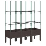 vidaXL Jardinieră de grădină cu spalier, maro, 120x40x142,5 cm, PP