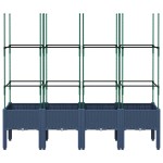 vidaXL Jardinieră de grădină cu spalier, albastru gri, 160x40x142,5 cm, PP