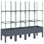 vidaXL Jardinieră de grădină cu spalier, albastru gri, 160x40x142,5 cm, PP