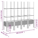 vidaXL Jardinieră de grădină cu spalier, albastru gri, 160x40x142,5 cm, PP