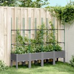 vidaXL Jardinieră de grădină cu spalier gri deschis 160x40x142,5 cm PP vidaXL Jardinieră de grădină cu spalier gri deschis 160x40x142,5 cm PP