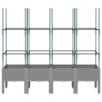 vidaXL Jardinieră de grădină cu spalier gri deschis 160x40x142,5 cm PP vidaXL Jardinieră de grădină cu spalier gri deschis 160x40x142,5 cm PP