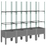 vidaXL Jardinieră de grădină cu spalier gri deschis 160x40x142,5 cm PP vidaXL Jardinieră de grădină cu spalier gri deschis 160x40x142,5 cm PP