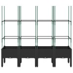 vidaXL Jardinieră de grădină cu spalier, negru, 160x40x142,5 cm, PP