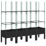 vidaXL Jardinieră de grădină cu spalier, negru, 160x40x142,5 cm, PP