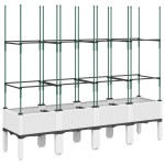 vidaXL Jardinieră de grădină cu spalier, alb, 160x40x142,5 cm PP vidaXL Jardinieră de grădină cu spalier, alb, 160x40x142,5 cm PP