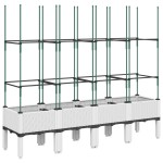 vidaXL Jardinieră de grădină cu spalier, alb, 160x40x142,5 cm PP vidaXL Jardinieră de grădină cu spalier, alb, 160x40x142,5 cm PP