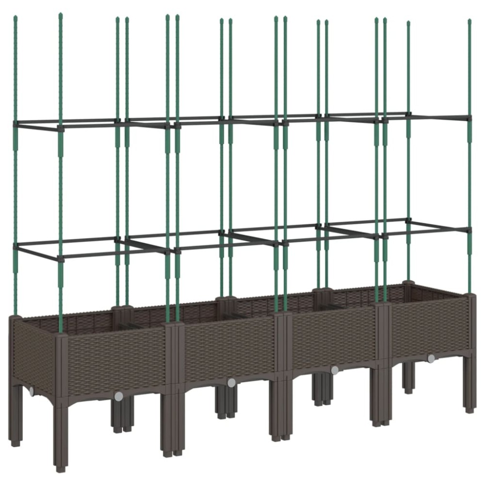 vidaXL Jardinieră de grădină cu spalier, maro, 160x40x142,5 cm, PP