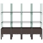 vidaXL Jardinieră de grădină cu spalier, maro, 160x40x142,5 cm, PP
