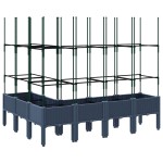 vidaXL Jardinieră de grădină cu spalier, albastru gri, 160x120x142,5 cm, PP