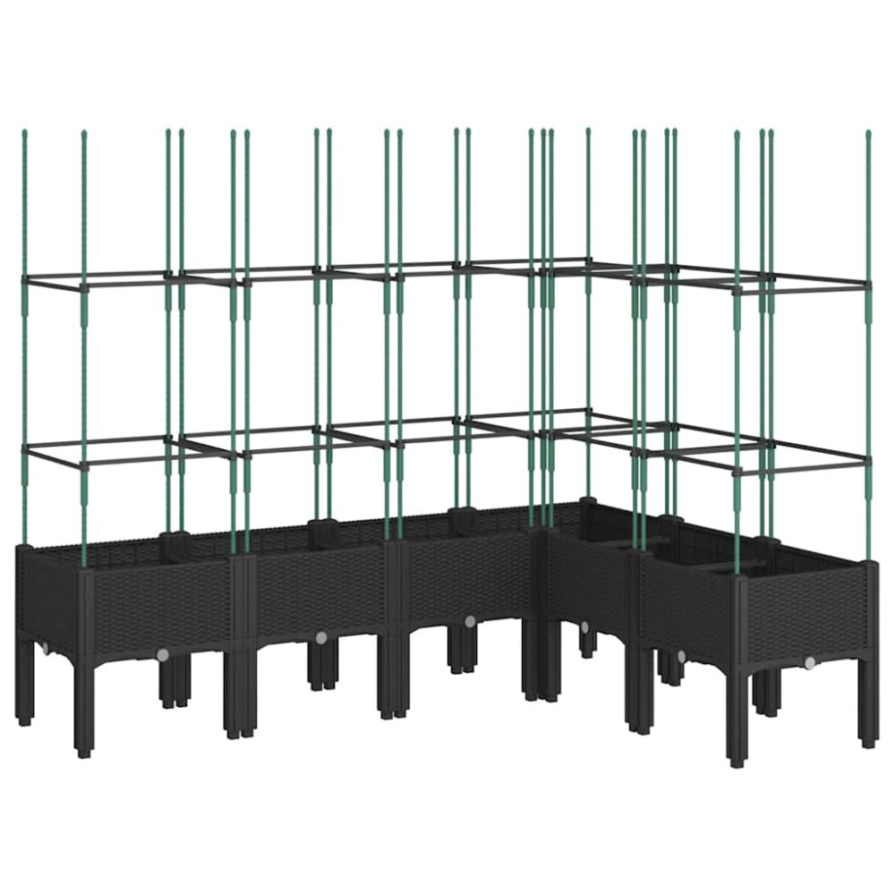 vidaXL Jardinieră de grădină cu spalier, negru, 160x120x142,5 cm, PP