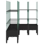 vidaXL Jardinieră de grădină cu spalier, negru, 160x120x142,5 cm, PP